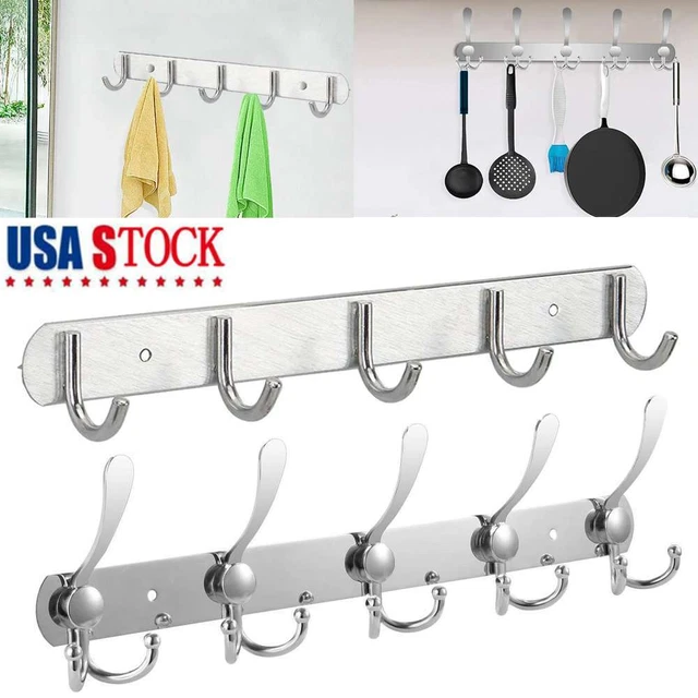Hooks Wall Mount Key Bag Towel Rack Hanger Holder Coat Robe Hat Clothes Rack NEW