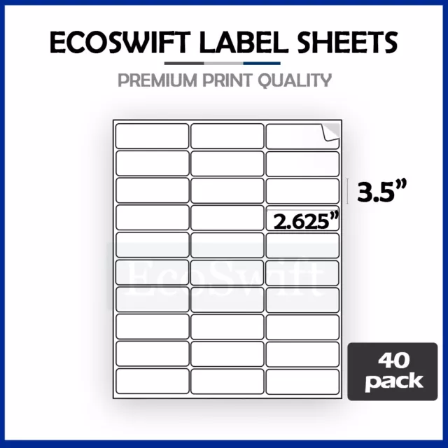 1200 2.625 x 1 EcoSwift Laser Address Shipping Adhesive Labels 30/sheet 1 x2 5/8