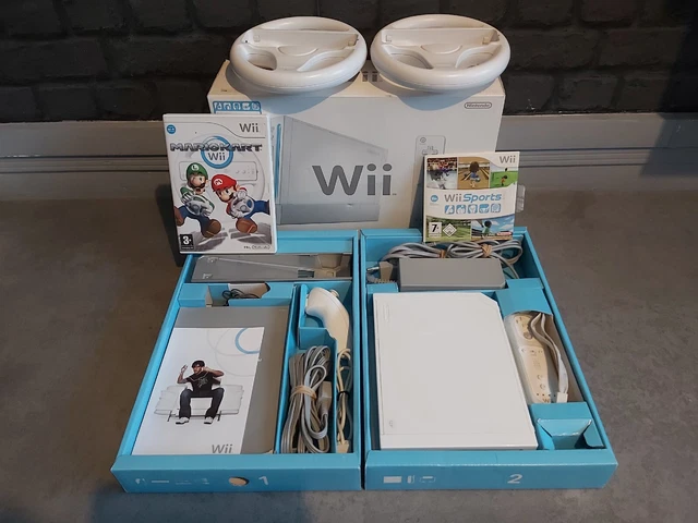 Console NINTENDO WII blanche en bon état complète dans sa boite + Jeu Mario Kart