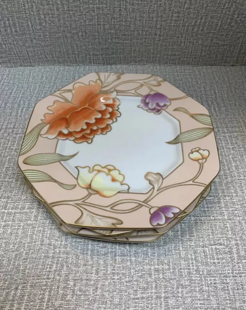 Vintage Fitz And Floyd Plates “ Fleur De Chine” Porcelain Octagon Set Of 4