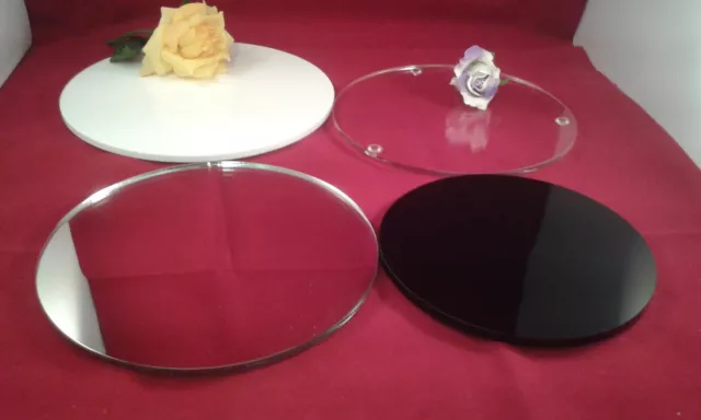 Acrylique Gâteau Présentoir Plaque Board Plastique Rond Clair Blanc Miroir Noir