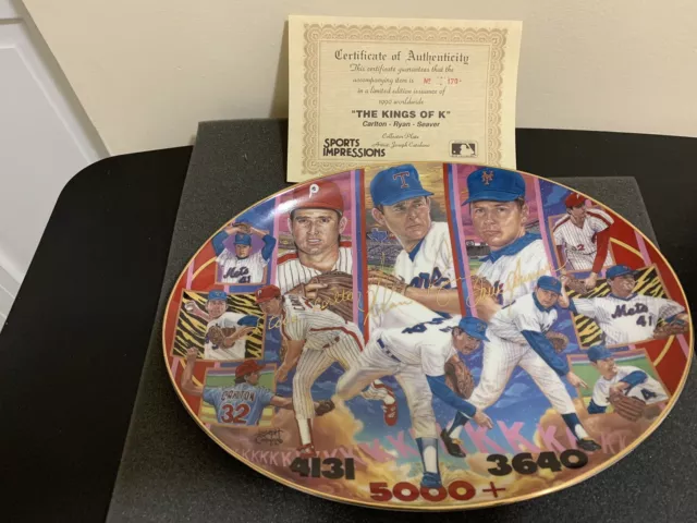 1990 Sports Impressions KINGS of K Collector Plate - RYAN CARLTON SEAVER w/ COA