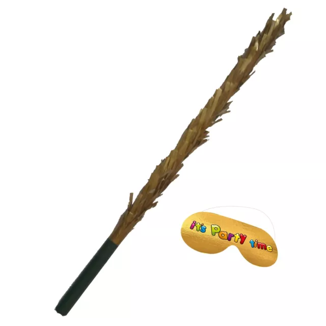 Gold Pinata Buster Stick Blindfold Smash Party hitting bat mask boys bash metalq