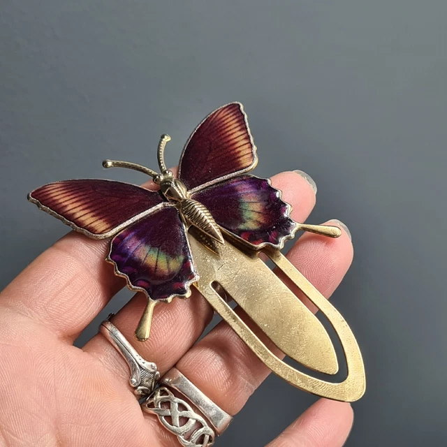 Vintage Gold Tone &  Enamel Butterfly Bookmark