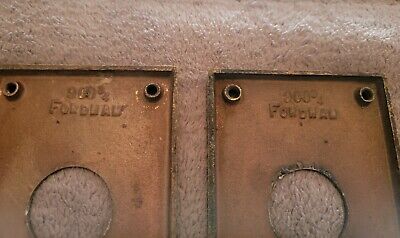 Vintage Pair RUSSWIN Fordham Door Knob Back Plates 8"x3⅛" 1900s Door Decor - C 3