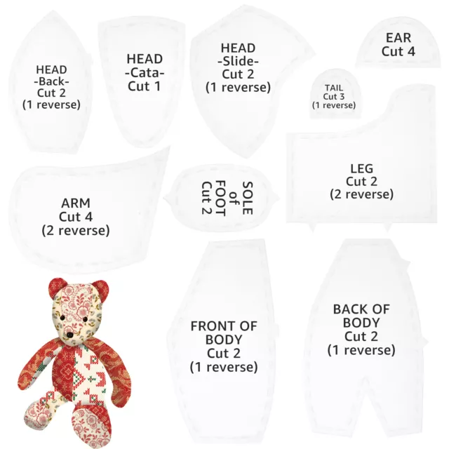  Memory Bear Sewing Patterns 10Pcs Template Ruler Set