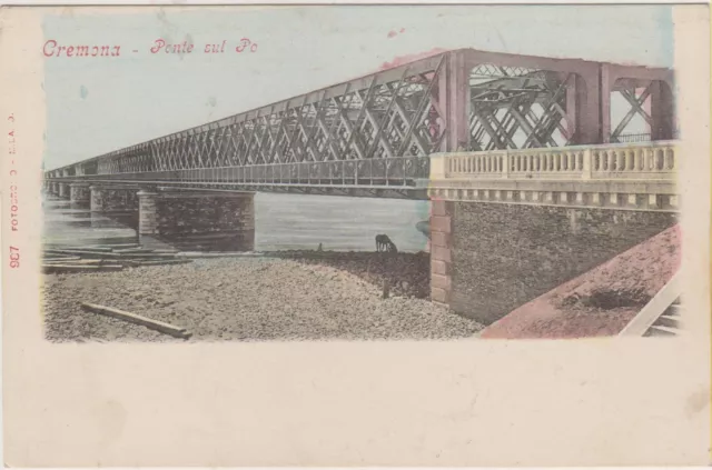 T) Cartolina formato piccolo Cremona ponte sul Po