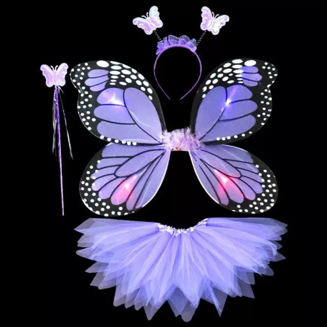 Disfraz De Hada Para Niños Y Adultos Alas De Mariposa Con Luz LED Vestido Fiesta