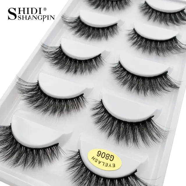 Pack of 5 3D Mink False Eyelashes Wispy Cross Long Thick Soft Fake Eye Lashes