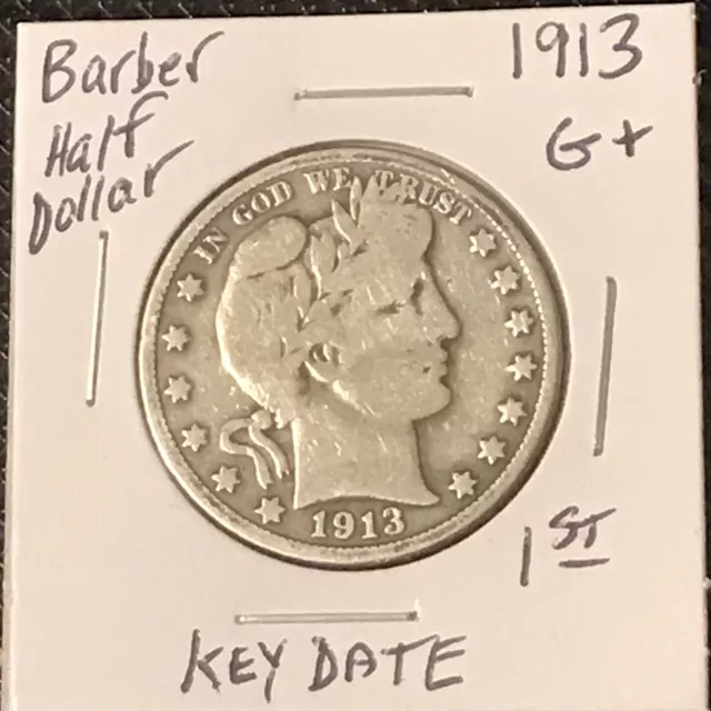 1913 VG Barber Half Dollar *KEY DATE* Very Nice Eye Appeal