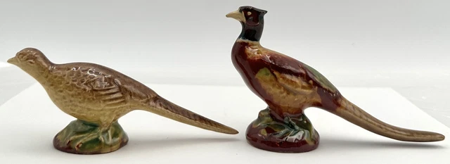 Vintage Keramik Ring Hals Fasan Keramik Vogel Figuren Paar männlich weiblich 2