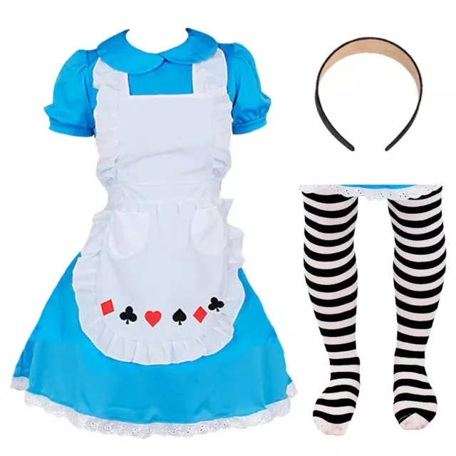 Kids Classic Alice Costume Fancy Dress Book Week Character Childs Girls Princess
