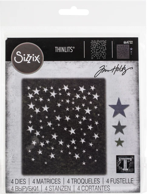 Matrices Sizzix Thinlits de Tim Holtz 4/paquete estrellas caídas -664732