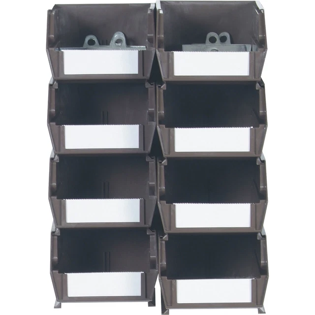DuraHook BinKits LocBin Hanging & Interlocking Bins 8-Pk Small/Medium Brown