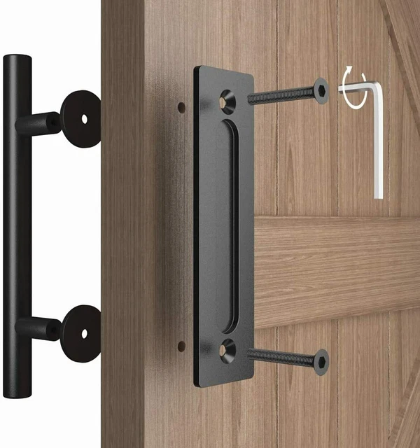 12 Inch Sliding Barn Door Handle, Matte Black Iron Steel Pull Handle Hardware