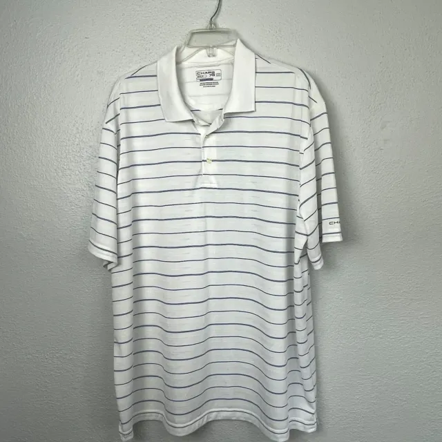 Chaps Golf 78 Mens Blue & White Striped Stay Dry Short Sleeve Polo Shirt Sze XXL