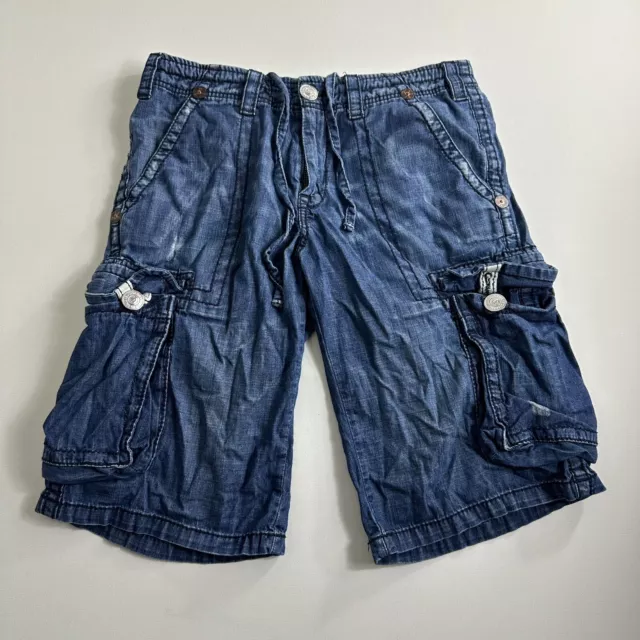 Vintage True Religion Denim Commander Cargo Shorts Mens Size 30 Blue Casual