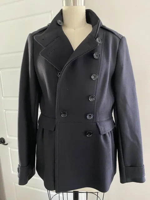 Burberry Brit Adamsleigh Womens Wool Cashmere Navy Blue Coat size US 12