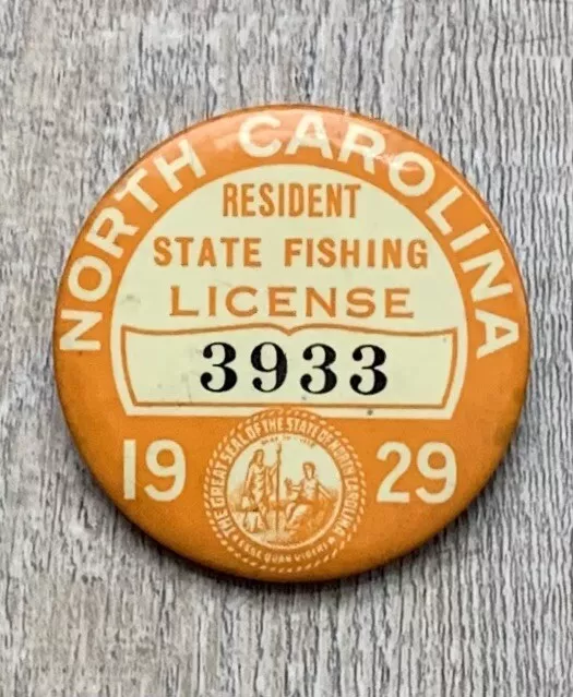 VINTAGE 1937 NORTH Carolina Fishing License Badge $300.00 - PicClick