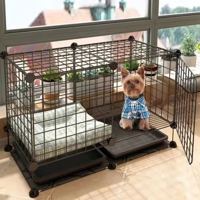 Metal Dog Cage with Strong Door Removable Tray Puppy Training Crate Pet Carrier