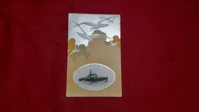 SALE! Postcard Japan Ehime-Maru Osaka Shosen Ship Photo Seagull Bird Art 1910's