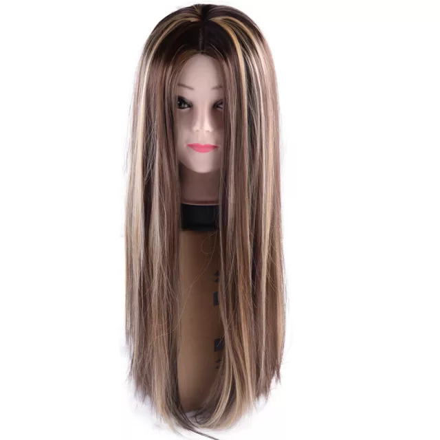 Fashion Ombre Brown Synthetic Hair Wigs Brazilian Full Remy Front Wig~