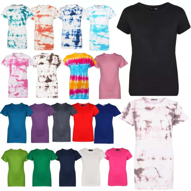 Kids Girls T Shirts Cotton Plain School T-Shirt Top New Age 2-13 Yr