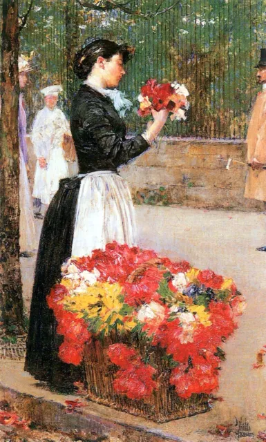 Flower girl by Childe Hassam Giclee Fine Art Print Reproduction on Canvas