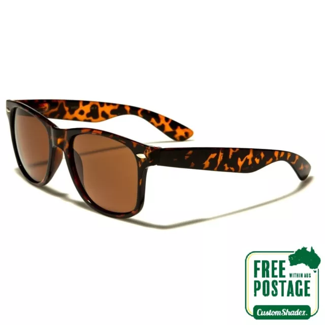 Classic Retro Sunglasses - Tortoise Shell Frame / Brown Lens - Men's / Women's