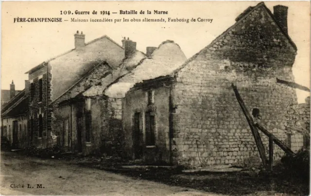 MILITARY CPA Battle of the Marne-Fére Champenoise, Houses Burned (317090)