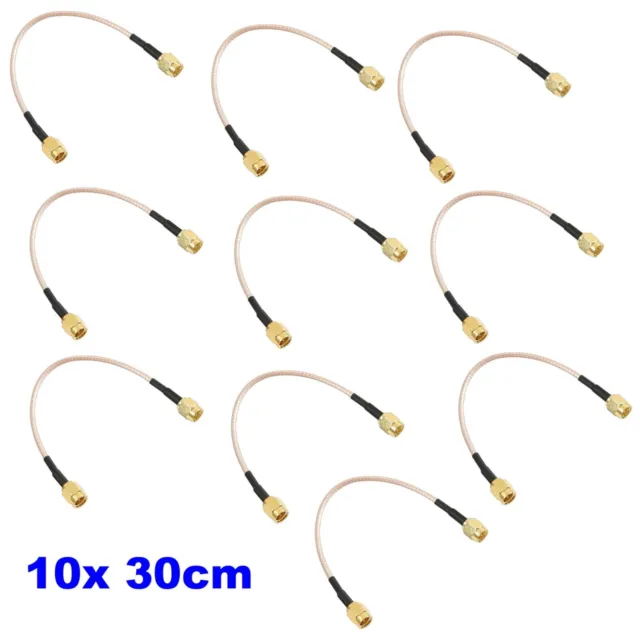 10x 30cm SMA Male To SMA Male Plug RG316 Pigtail Extension Cable RF Coaxial