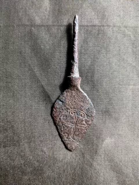 Byzantine Iron Arrow Point with Christian Cross and Text