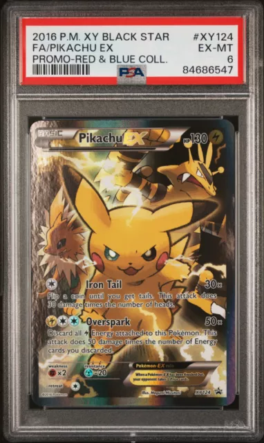 PSA 6 Pikachu EX XY124 Full Art 2016 Pokémon XY Black Star Promo