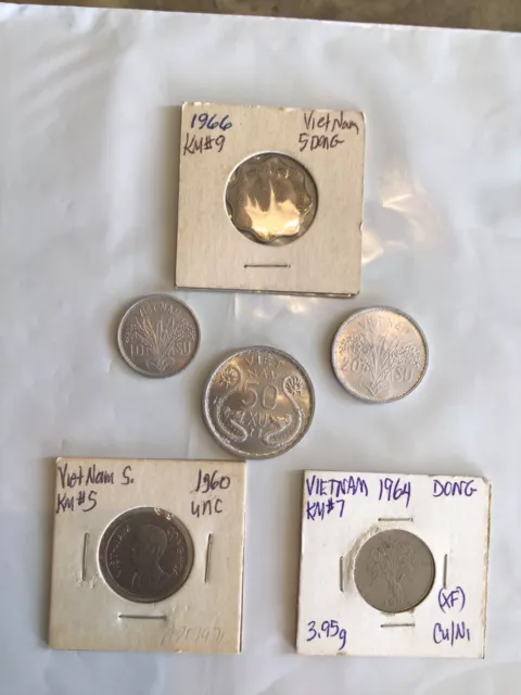 WORLD Vietnam & South VietNam Unc - XF+ Coins 1953-1966