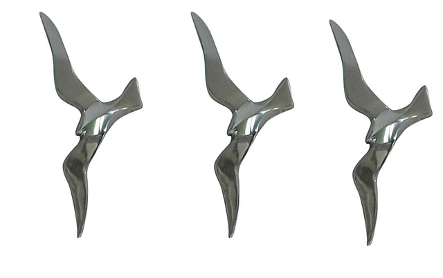 Metal Flying Birds Wall Mount Seagull Set of 3 pcs (Gold or Silver)