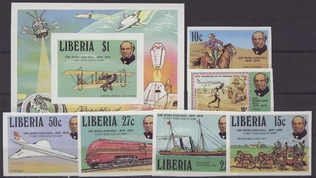 Eisenbahn, Railways, Schiff, Flugzeug - Liberia - 1098-1103 B, Bl.93 B ** MNH