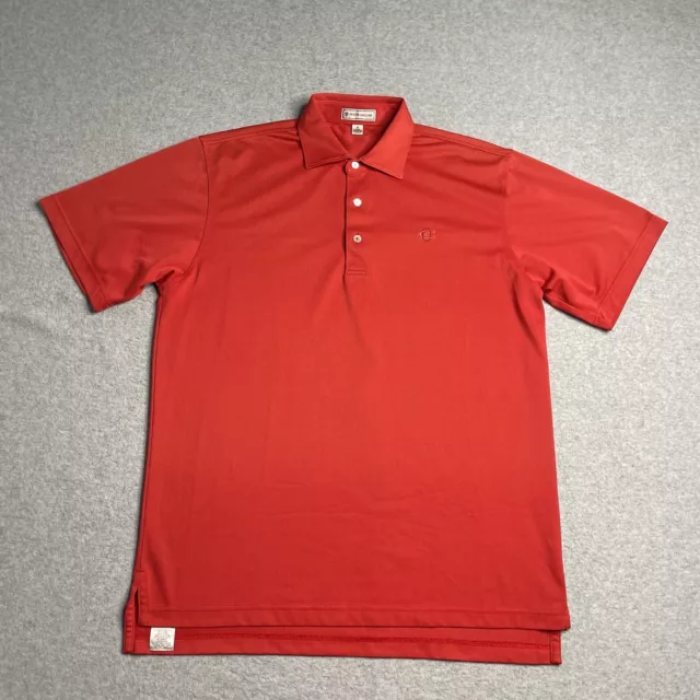 Peter Millar Polo Shirt Mens Medium Red Solid Cotton Stretch Preppy Golf Adult