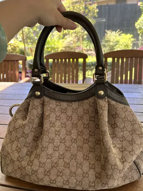 Pre Loved Gucci Canvas and Leather Tote Bag  -  Tote Bags