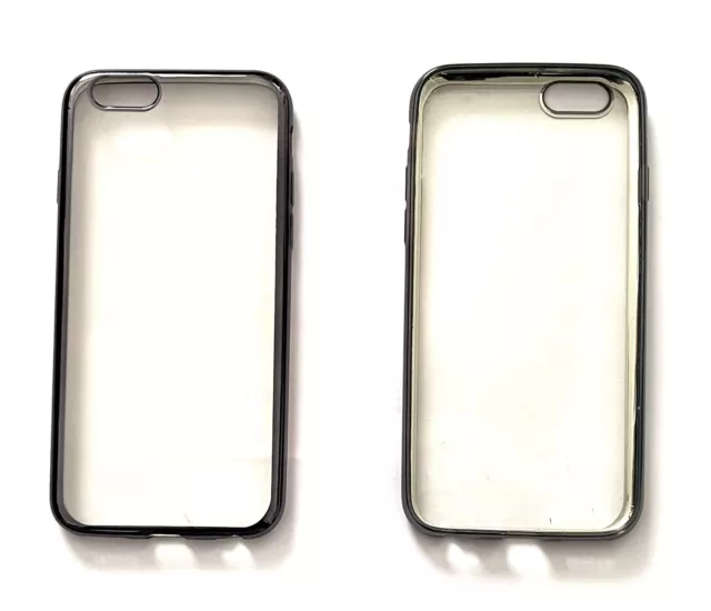 Handy Hülle Apple iPhone 6 und 6S Silikon Case mit glänzende Rahmen in Chrom