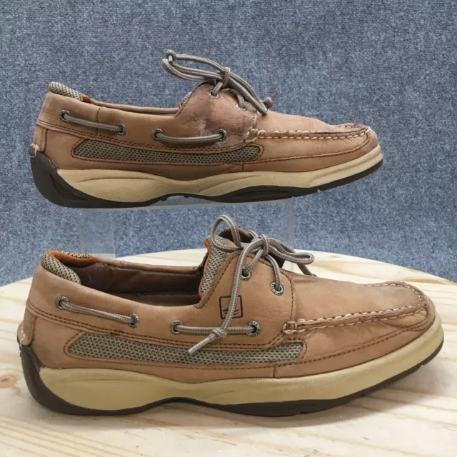 Sperry Top Sider Boat Shoes Mens 10.5 Wide Lanyard Brown Leather Lace Up 0777924