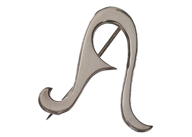 Broche Ancienne Monogramme Lettres F L M ? En Métal Ajouré Argenté - Occasion Avec Usure