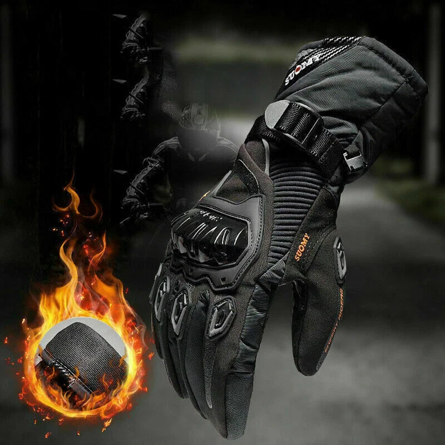 Gants En Cuir Moto Imperméable Thermique Hiver Sports De Plein Air