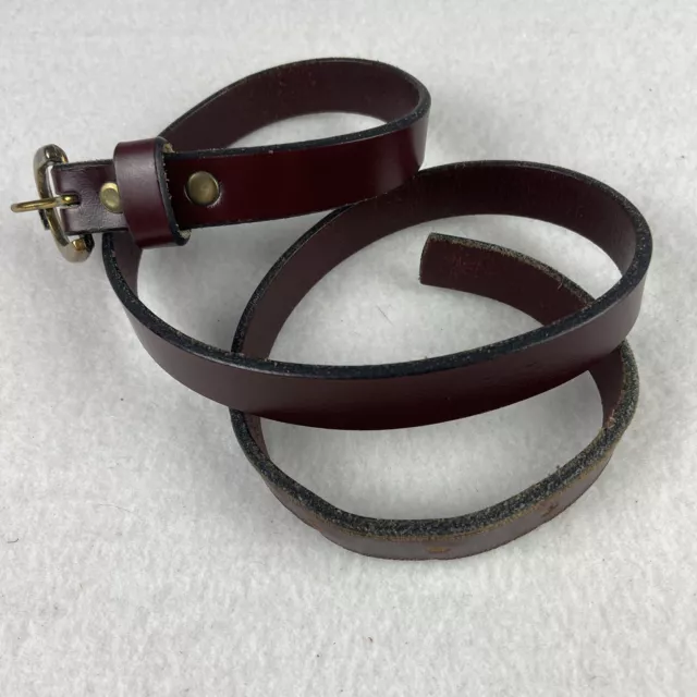 Vtg Etienne Aigner Leather Belt Skinny Oxblood Womens Sz 24” Solid Brass Buckle