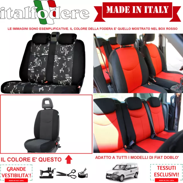 SET COPRISEDILI Adattabili FIAT DOBLO' Fodera FODERE FODERINE COMPLETE Nero 38