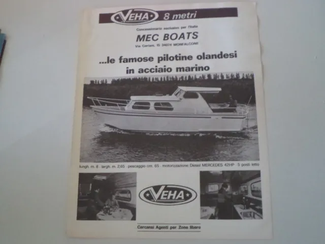 advertising Pubblicità 1973 BARCA VEHA 8 METRI