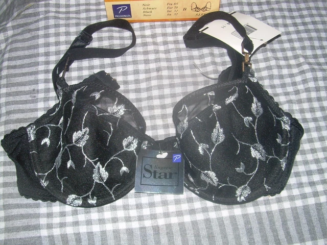 SOUTIEN-GORGE PASSIONATA PASSIO Noir 90B Neuf Etiquette EUR 11,90 - FR