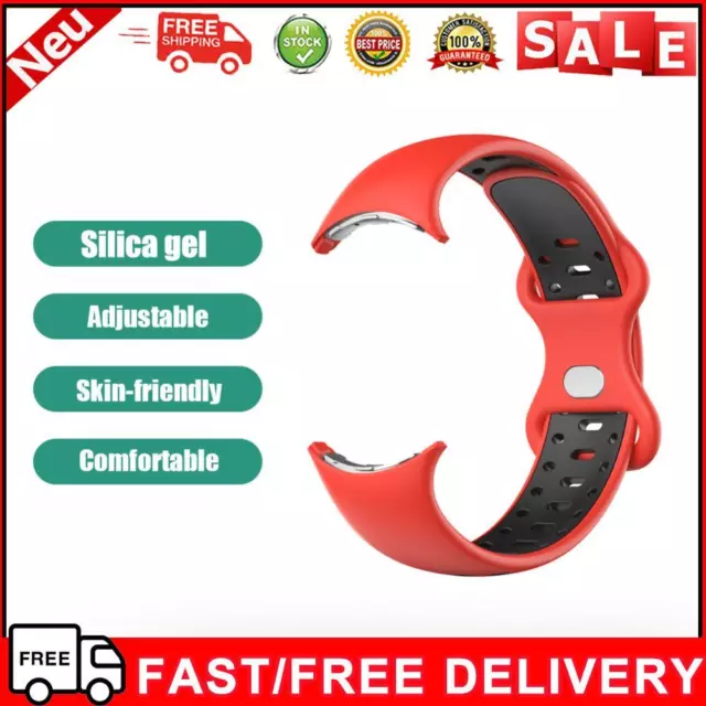 Silicone Waterproof Watch Wrist Strap Band for Google Pixel Watch (Men Red)