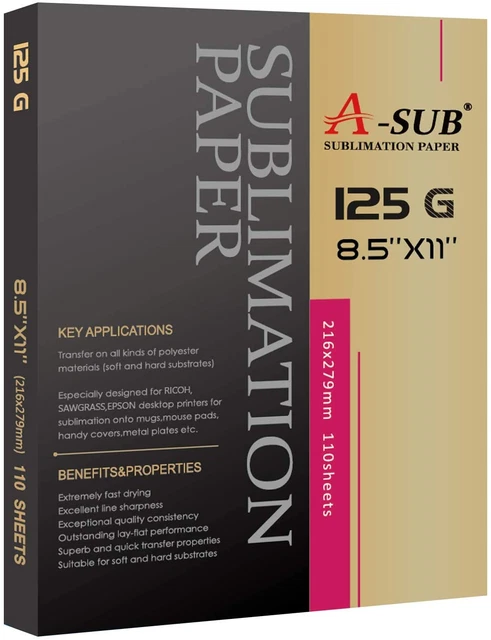 Sublimation Paper 8.5X11 Inch 110 Sheets for Any Inkjet Printer Which Match Subl