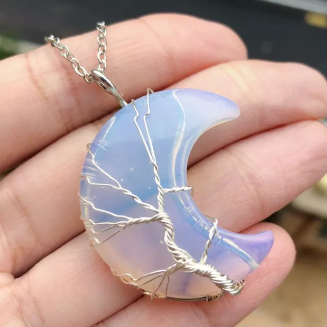 Opalite Gems Tree Of Life Necklace Moon Chakra Reiki Healing Amulet 50cm/20in