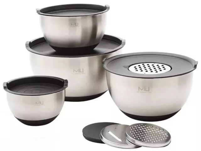 Othello by MIU 4pc 18/8 Stainless Steel Mixing Bowls with 4 Lids & 3 Graters 2